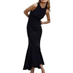 Significant Other NWT Ezra Maxi Dress Black Size 10 Open Back Twist Front Gown